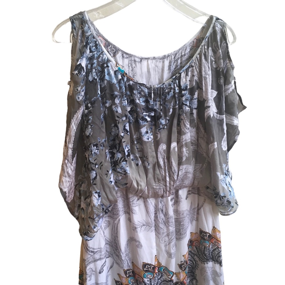 Soft Surroundings Blouson Cold Shoulder Long Dress Misses size M - Picture 4 of 7